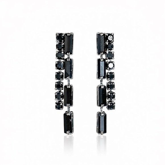 Anthropologie Jewelry - Elegant Black Crystal Earrings